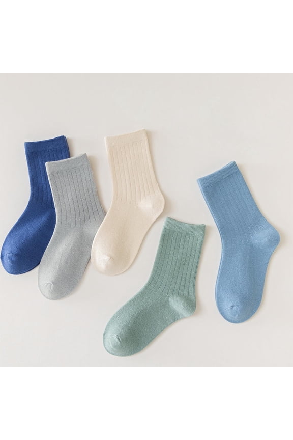 Crew Socks for Boys & Girls 5 Pack 1-15 Years Teens Kids Cotton Breathable Solid Color Multipack School Uniform Workout Ankle Sock