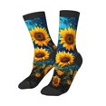 Crew Socks for Boys Girls, Vintage Starry Sky Sunflower Kids Socks