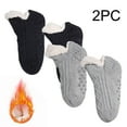 thumbnail image 1 of Crew Socks for Girls 2pc Kids Slipper Socks Boys Girls Winter Warm Cozy Fleece Thermal Thick Snow Socks with Grips Non Slip Socks for Nurses Gray 6Y, 1 of 9