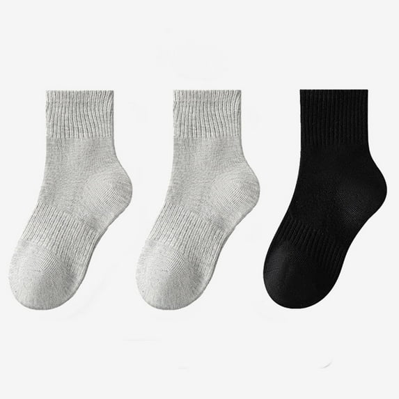 Crew Socks for Juniors Boys & Girls 3 Pack Toddlers Kids Cotton Moisture-Wicking Breathable Solid Multipack Sports Workout Ankle Sock