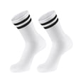 thumbnail image 1 of Crew Socks for Men Women, Two Stripe College Style Mid Calf Socks, Breathable Athletic Sports Socks for School Casual Daily Wear, 1 of 2