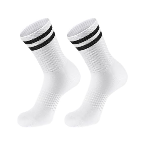 Crew Socks for Men Women, Two Stripe College Style Mid Calf Socks, Breathable Athletic Sports Socks for School Casual Daily Wear