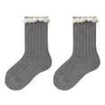 thumbnail image 1 of Crew Socks for Toddlers Girls Size 3-12 Tweens Kids Cute Lace Ruffle Solid Color Stretchy Comfort Boot Sock, 1 of 2