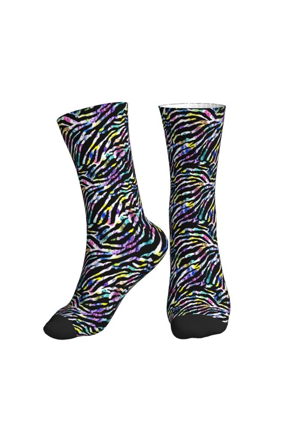 Crew Socks for Women Men Athletic - Abstract Zebra Tiger print Soft Comfort Breathable Mid-Calf Sole Running Socks Womens Men
