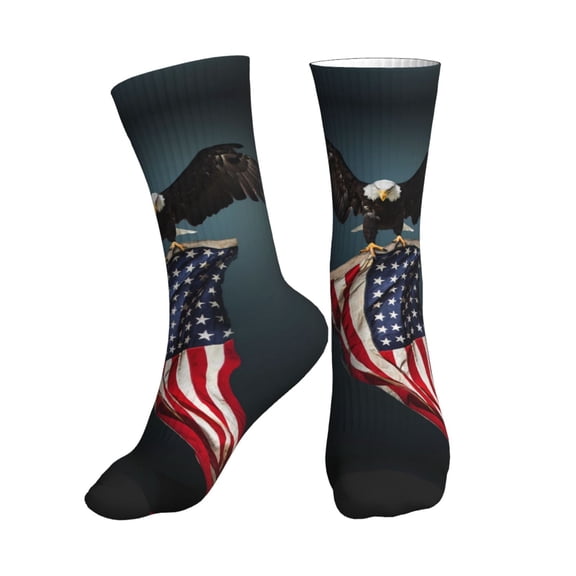 Crew Socks for Women Men Athletic - American Flag Soft Comfort Breathable Mid-Calf Sole Running Socks Womens Men