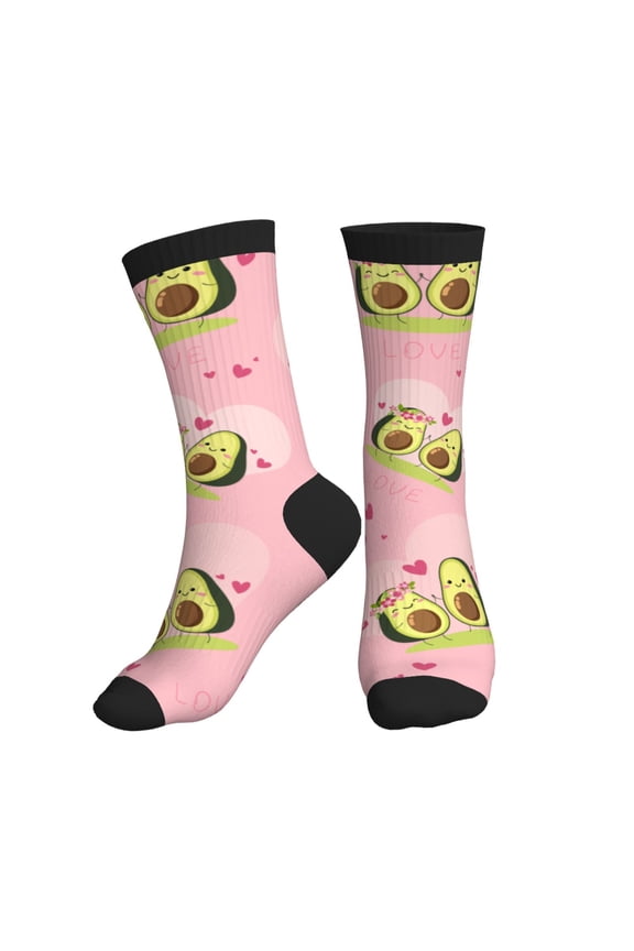 Crew Socks for Women Men Athletic - Avocado Lovers Soft Comfort Breathable Mid-Calf Sole Running Socks Womens Men