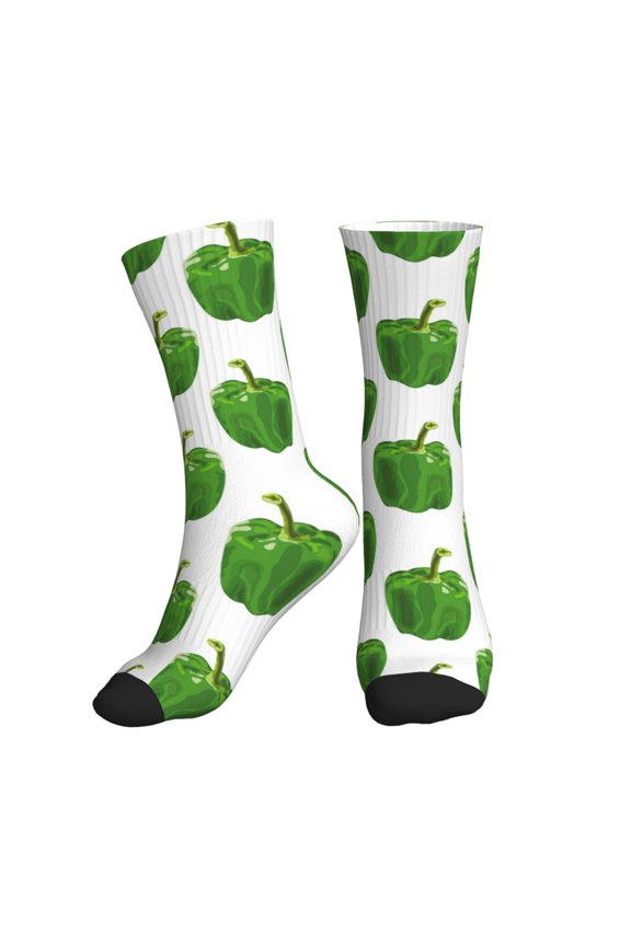 Crew Socks for Women Men Athletic - Bell Pepper Pattern cute Soft Comfort Breathable Mid-Calf Sole Running Socks Womens Men