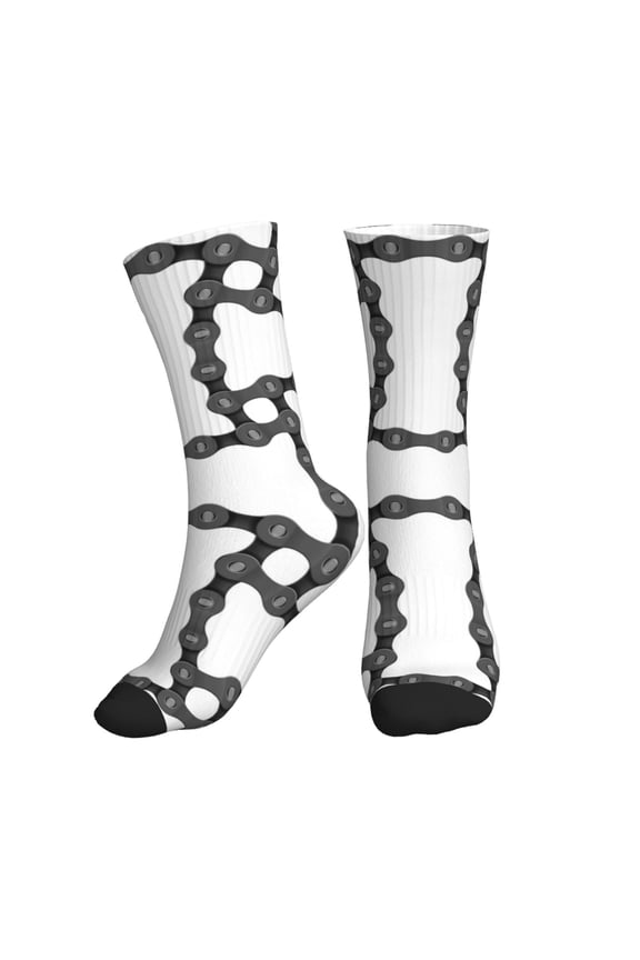 Crew Socks for Women Men Athletic - Bike chains Pattern Antique Soft Comfort Breathable Mid-Calf Sole Running Socks Womens Men