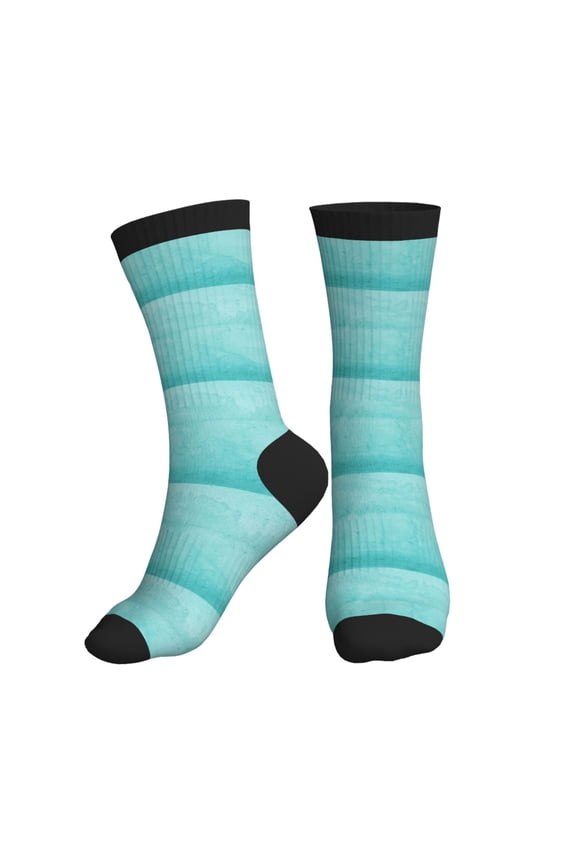 Crew Socks for Women Men Athletic - Blue And Turquoise Soft Comfort Breathable Mid-Calf Sole Running Socks Womens Men