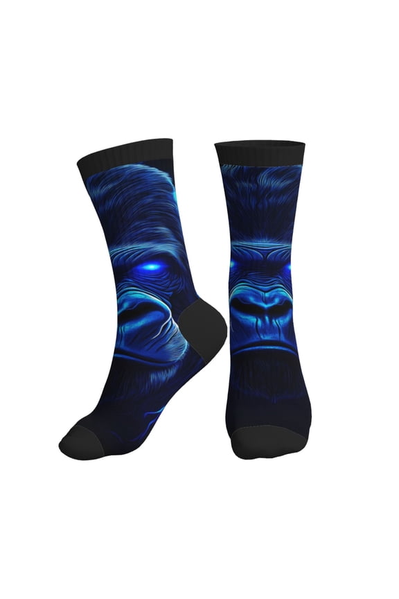 Crew Socks for Women Men Athletic - Blue Flame Cool Gorilla Soft Comfort Breathable Mid-Calf Sole Running Socks Womens Men