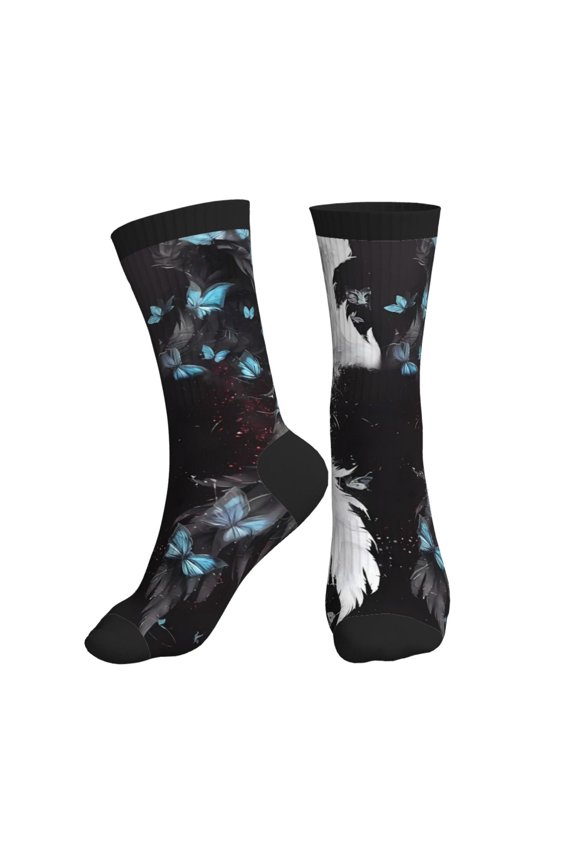 Crew Socks for Women Men Athletic - Butterfly Angel Wings Art Soft Comfort Breathable Mid-Calf Sole Running Socks Womens Men