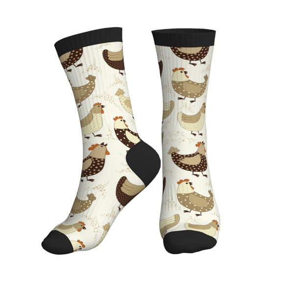 Crew Socks for Women Men Athletic - Cartoon Cute Chickens Soft Comfort Breathable Mid-Calf Sole Running Socks Womens Men