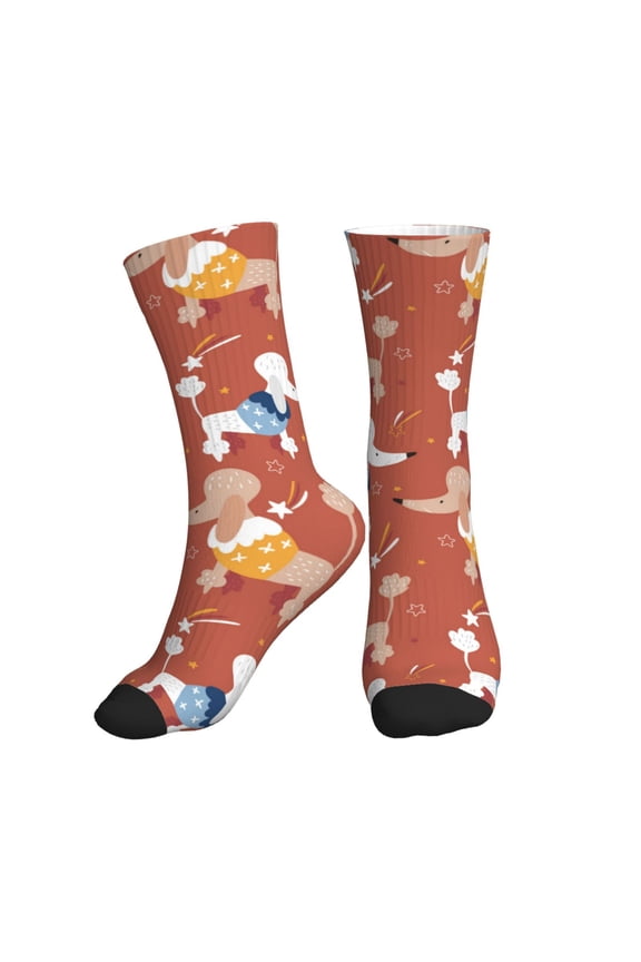 Crew Socks for Women Men Athletic - Cartoon Cute Funny Poodle Dog Soft Comfort Breathable Mid-Calf Sole Running Socks Womens Men