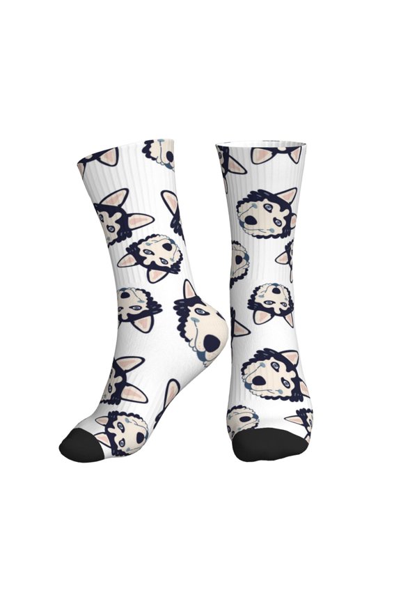 Crew Socks for Women Men Athletic - Cartoon Cute Husky Dog Soft Comfort Breathable Mid-Calf Sole Running Socks Womens Men