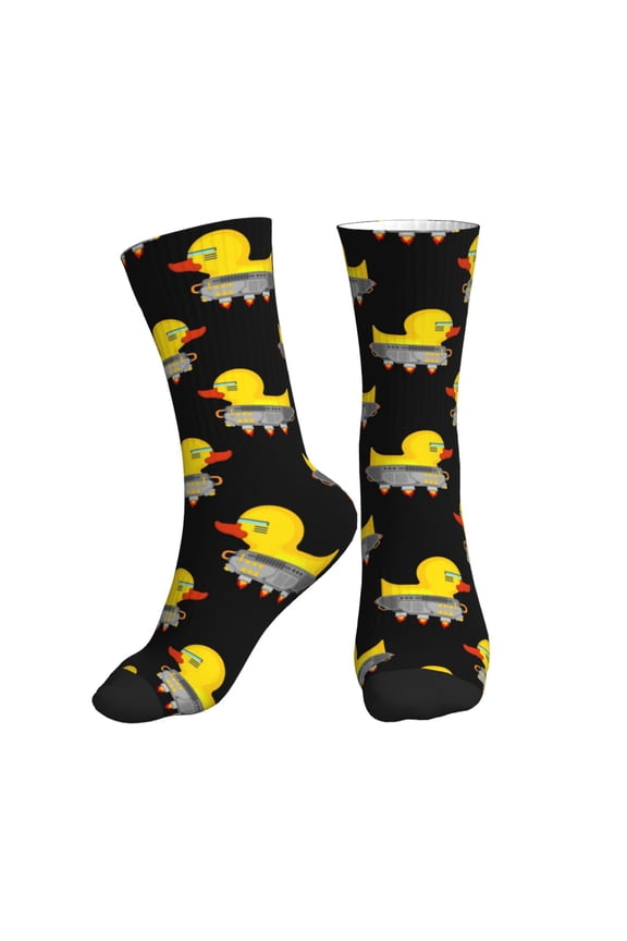 Crew Socks for Women Men Athletic - Cartoon Mechanical Cool Duck Soft Comfort Breathable Mid-Calf Sole Running Socks Womens Men