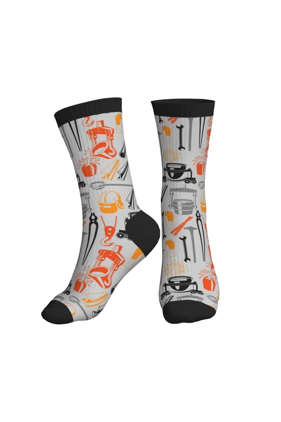 Crew Socks for Women Men Athletic - Cast steel equipment Soft Comfort Breathable Mid-Calf Sole Running Socks Womens Men