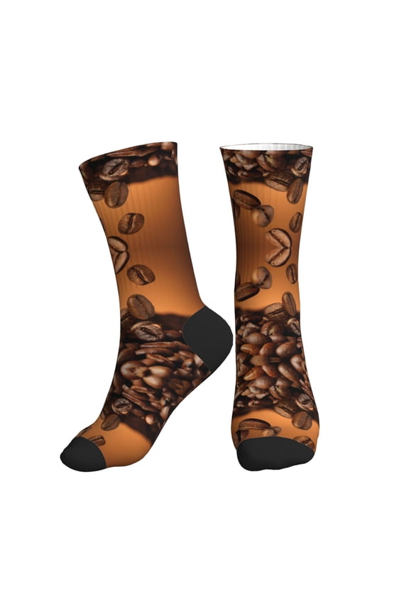 Crew Socks for Women Men Athletic - Coffee Beans Soft Comfort Breathable Mid-Calf Sole Running Socks Womens Men