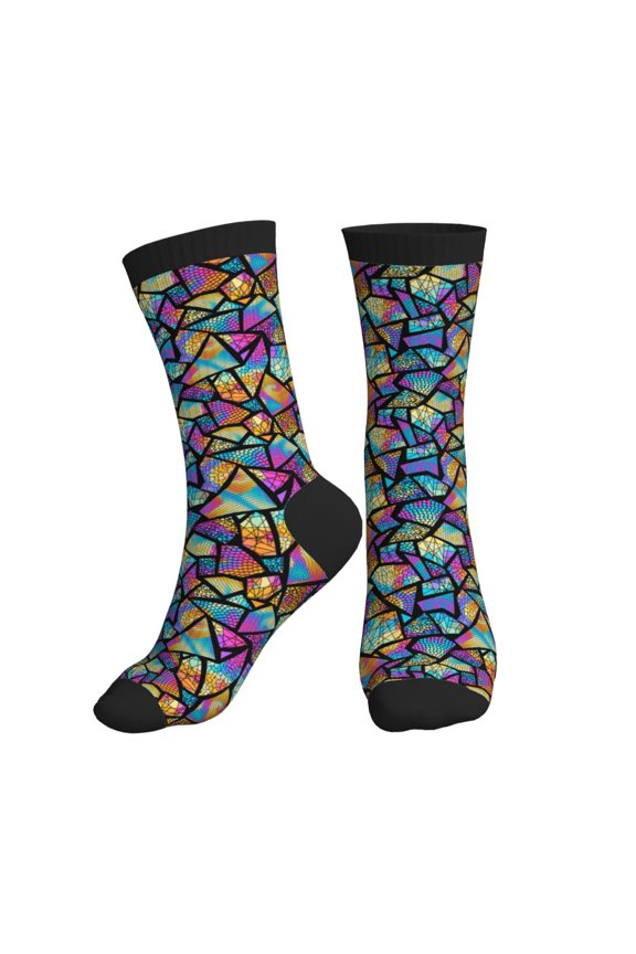 Crew Socks for Women Men Athletic - Colored Glass1 Soft Comfort Breathable Mid-Calf Sole Running Socks Womens Men