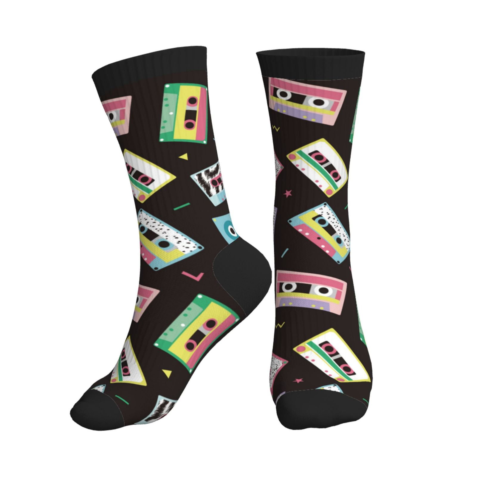 Crew Socks for Women Men Athletic Colorful retro tape Soft Comfort