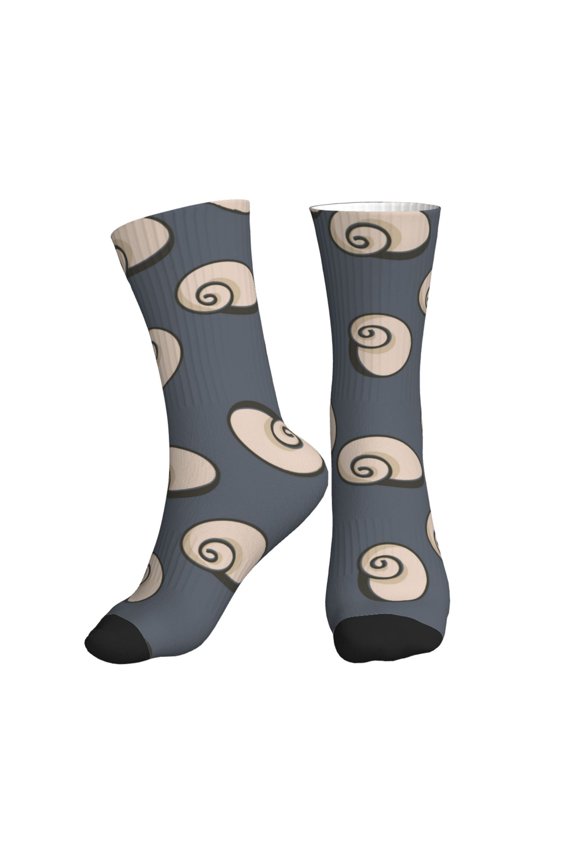 Crew Socks for Women Men Athletic - Conch Shells Print No.9035 Soft Comfort Breathable Mid-Calf Sole Running Socks Womens Men