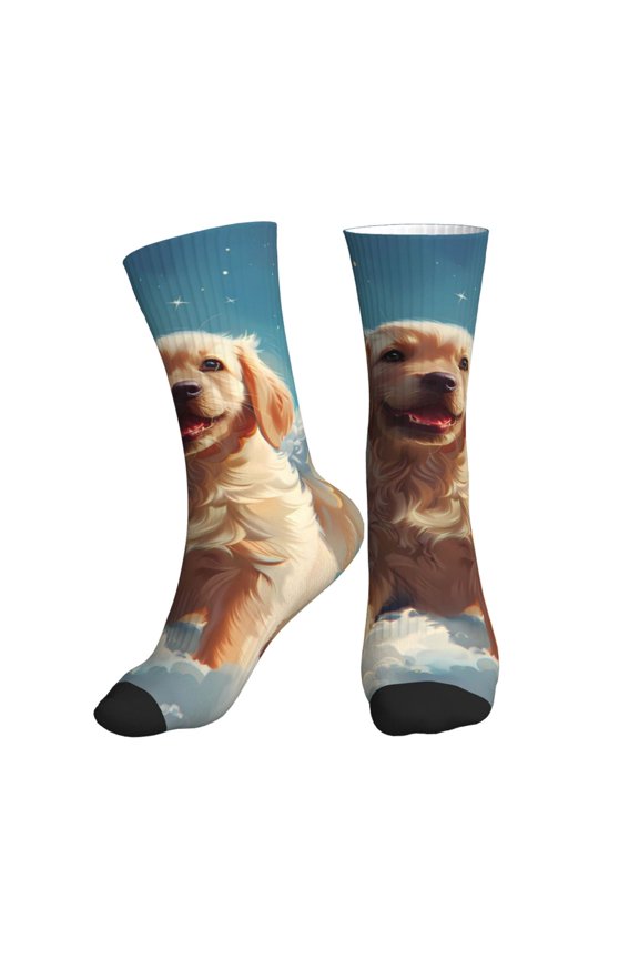 Crew Socks for Women Men Athletic - Cute Angel Winged Dog Soft Comfort Breathable Mid-Calf Sole Running Socks Womens Men