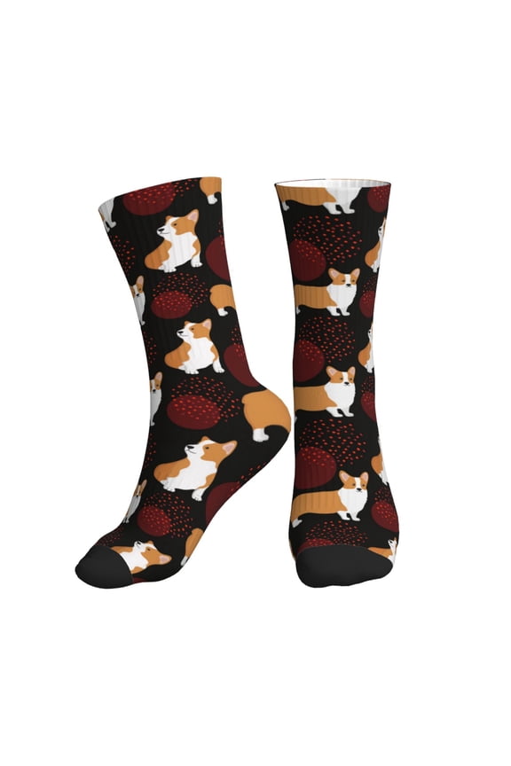 Crew Socks for Women Men Athletic - Cute Corgi Dog_A Soft Comfort Breathable Mid-Calf Sole Running Socks Womens Men