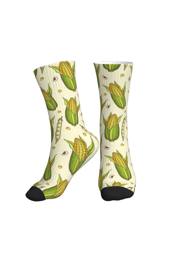 Crew Socks for Women Men Athletic - Cute Corn Bean Soft Comfort Breathable Mid-Calf Sole Running Socks Womens Men