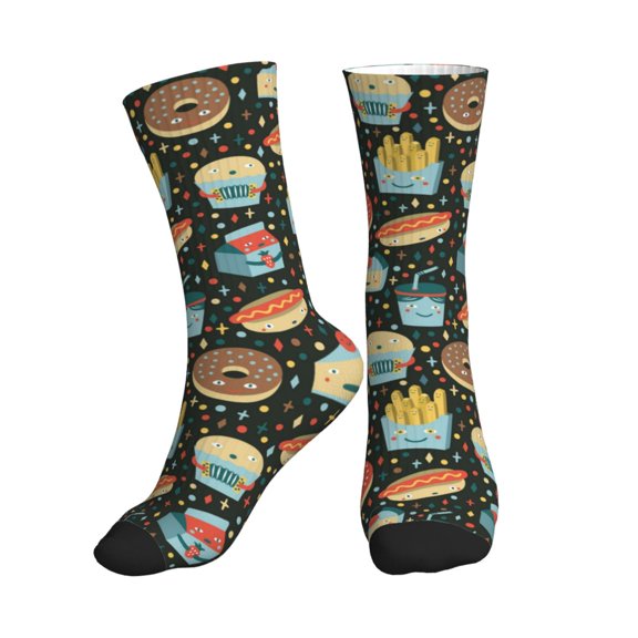Crew Socks for Women Men Athletic - Cute Food Chip Donuts Soft Comfort Breathable Mid-Calf Sole Running Socks Womens Men