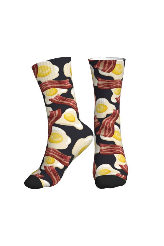 Crew Socks for Women Men Athletic - Cute Fried Egg Meat Soft Comfort Breathable Mid-Calf Sole Running Socks Womens Men