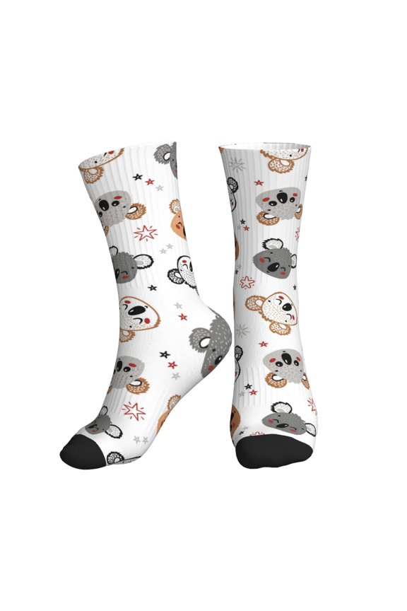 Crew Socks for Women Men Athletic - Cute Koala Stars Doodle Soft Comfort Breathable Mid-Calf Sole Running Socks Womens Men