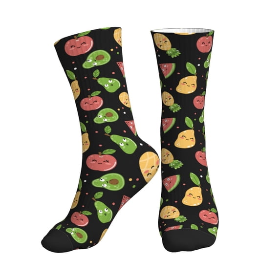 Crew Socks for Women Men Athletic - Cute Pear Mango Watermelon Pineapple Soft Comfort Breathable Mid-Calf Sole Running Socks Womens Men