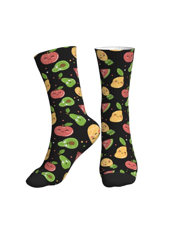 Crew Socks for Women Men Athletic - Cute Pear Mango Watermelon Pineapple Soft Comfort Breathable Mid-Calf Sole Running Socks Womens Men