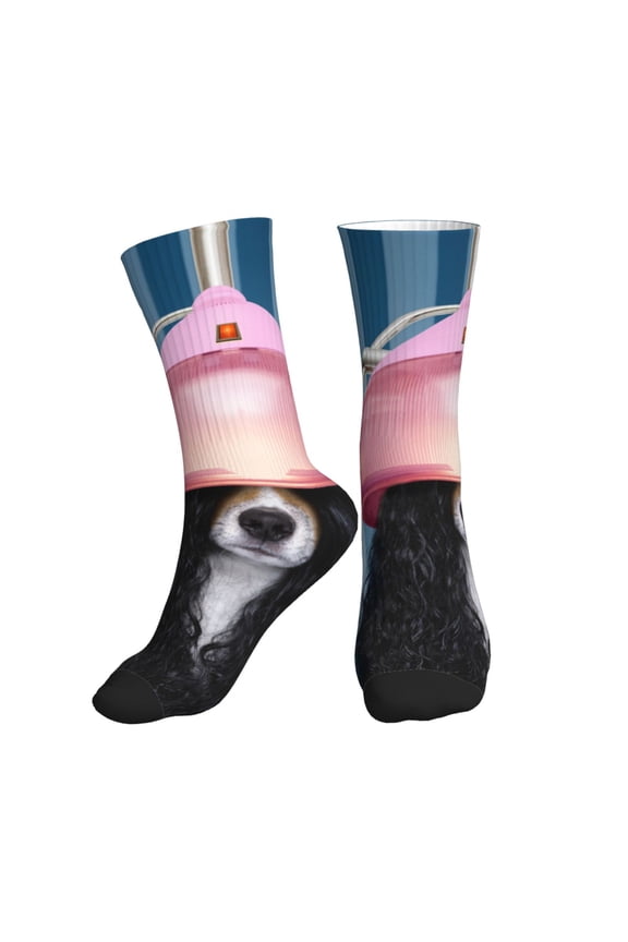 Crew Socks for Women Men Athletic - Dog in Hairdresser Soft Comfort Breathable Mid-Calf Sole Running Socks Womens Men