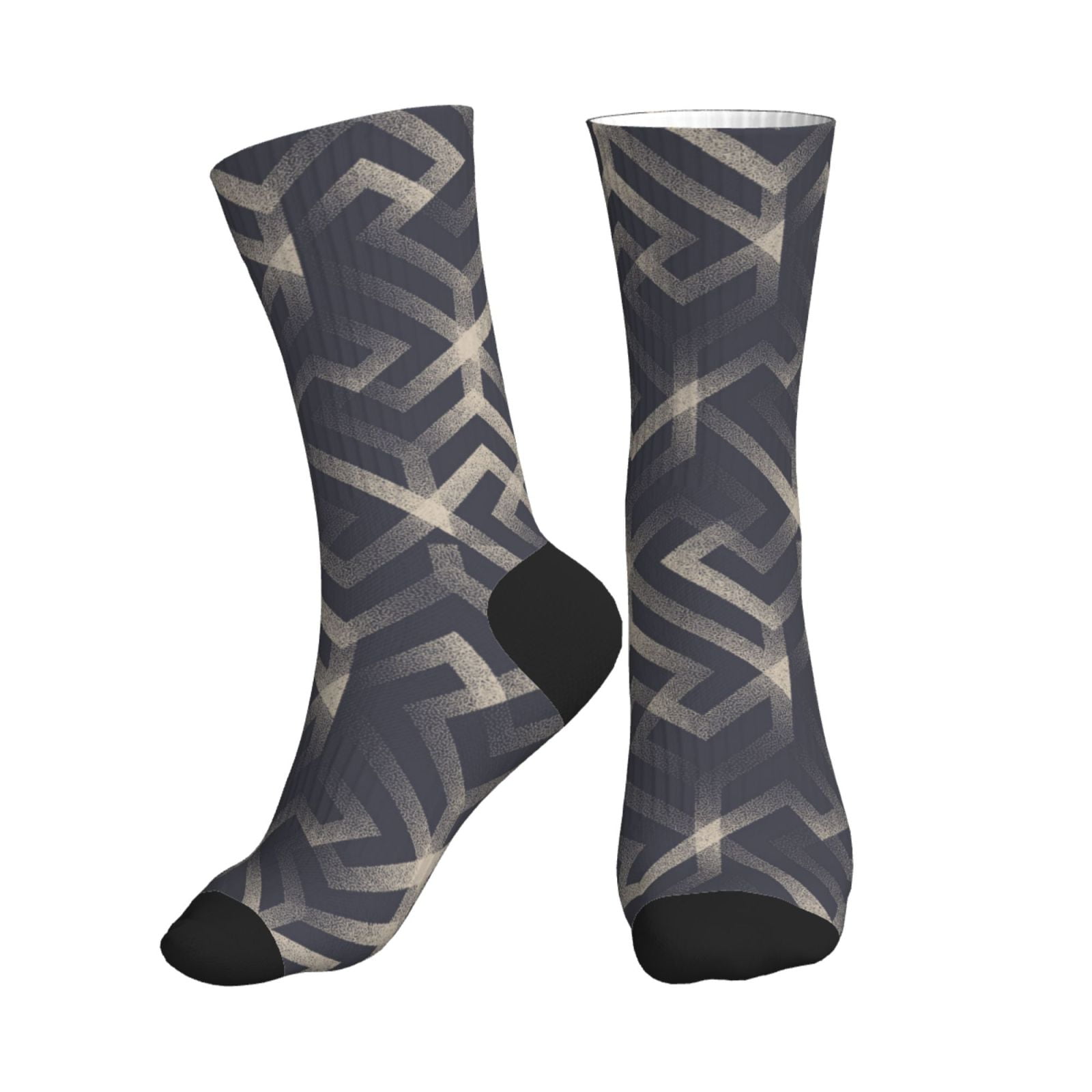 Crew Socks for Women Men Athletic Geometric Labyrinth Patterns Soft