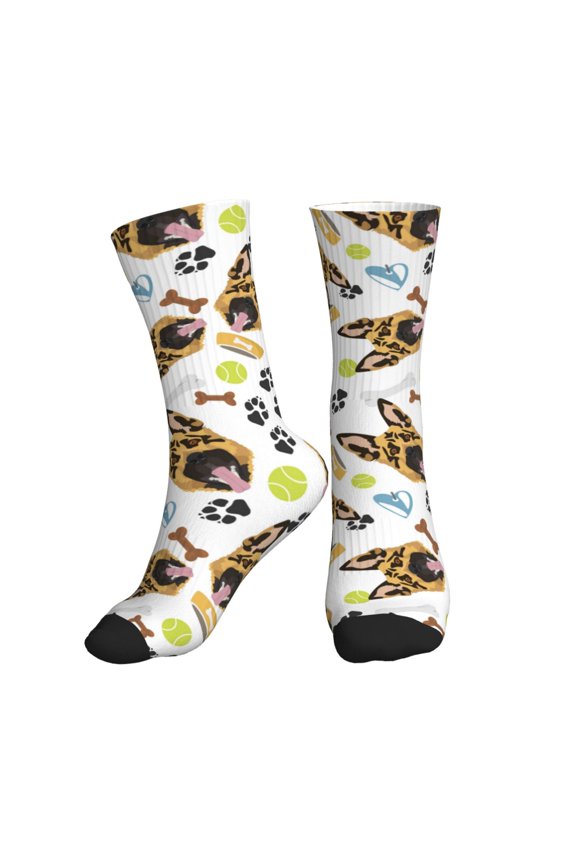 Crew Socks for Women Men Athletic - German Shepherd Dog Squash Soft Comfort Breathable Mid-Calf Sole Running Socks Womens Men