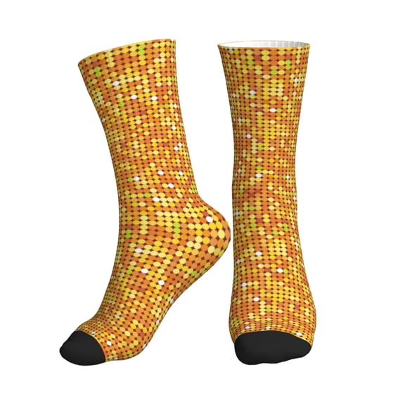 Crew Socks for Women Men Athletic - Gold Glitter lightning C Soft Comfort Breathable Mid-Calf Sole Running Socks Womens Men