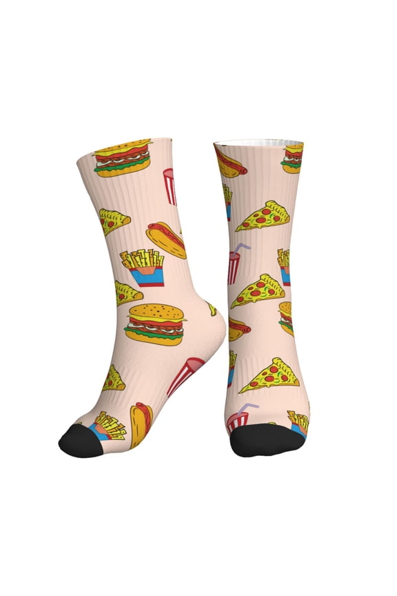 Crew Socks for Women Men Athletic - Hamburger Pizza Coke Soft Comfort Breathable Mid-Calf Sole Running Socks Womens Men