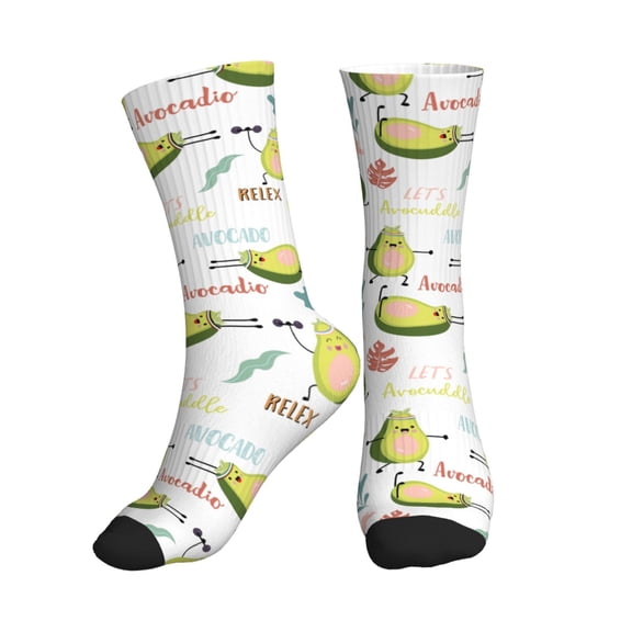Crew Socks for Women Men Athletic - Happy Avocado Soft Comfort Breathable Mid-Calf Sole Running Socks Womens Men