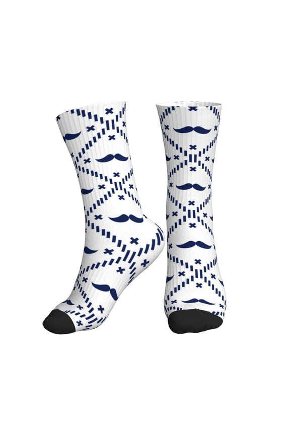 Crew Socks for Women Men Athletic - Hipster Mustache Soft Comfort Breathable Mid-Calf Sole Running Socks Womens Men