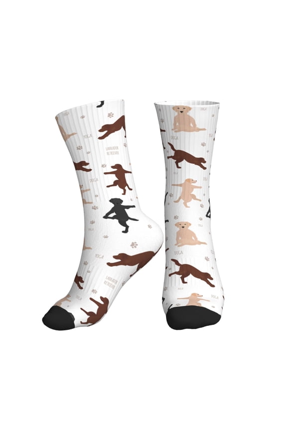 Crew Socks for Women Men Athletic - Labrador Retriever Dog Dance Soft Comfort Breathable Mid-Calf Sole Running Socks Womens Men