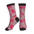 Crew Socks for Women Men Athletic Leafy Paisley Red Soft Comfort