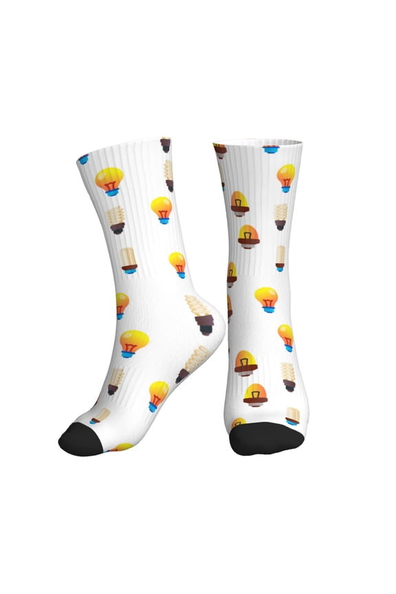 Crew Socks for Women Men Athletic - Light Bulb Pattern Clean Soft Comfort Breathable Mid-Calf Sole Running Socks Womens Men