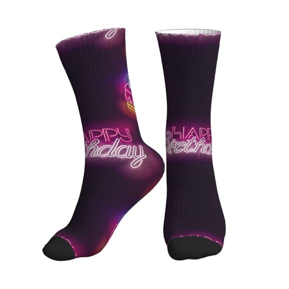 Crew Socks for Women Men Athletic - Light Bulb happy birthday Soft Comfort Breathable Mid-Calf Sole Running Socks Womens Men