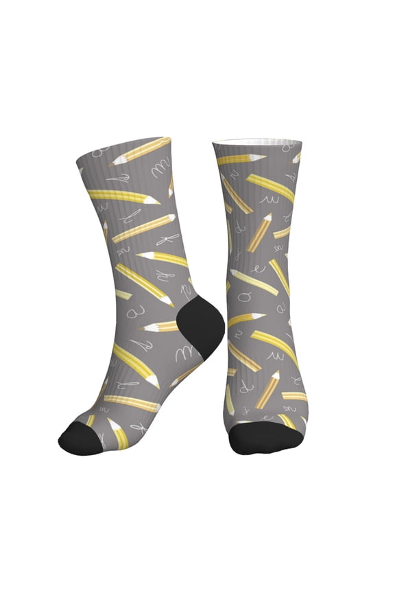 Crew Socks for Women Men Athletic - Math Print pencil Soft Comfort Breathable Mid-Calf Sole Running Socks Womens Men