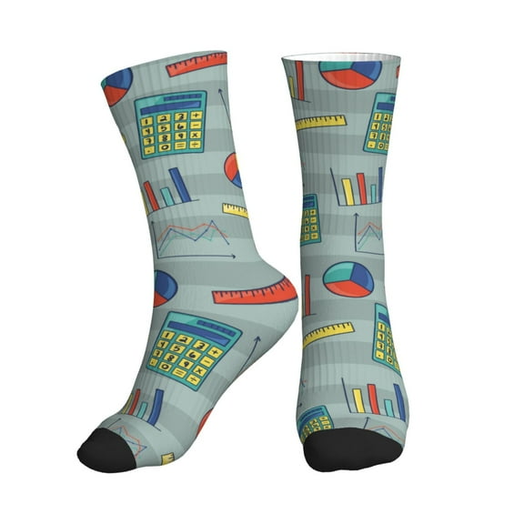 Crew Socks for Women Men Athletic - Math Print ruler calculator Soft Comfort Breathable Mid-Calf Sole Running Socks Womens Men