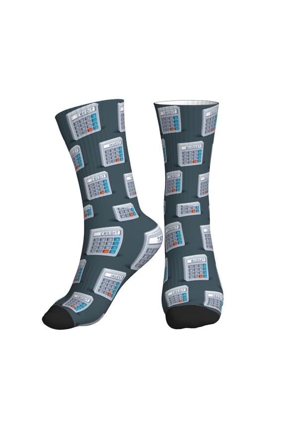 Crew Socks for Women Men Athletic - Math calculator pattern Soft Comfort Breathable Mid-Calf Sole Running Socks Womens Men