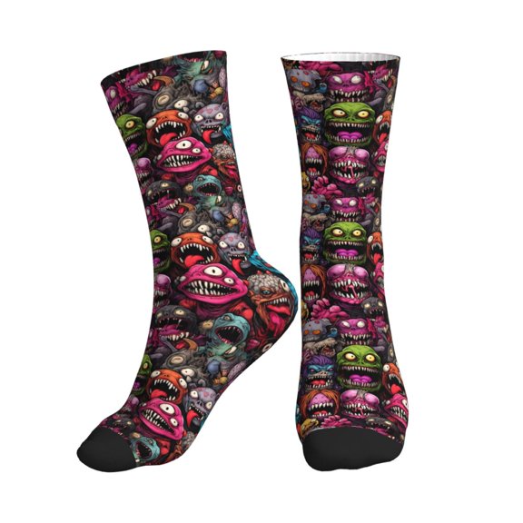 Crew Socks for Women Men Athletic - Monstrous Cartoon Characters Soft Comfort Breathable Mid-Calf Sole Running Socks Womens Men