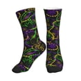 thumbnail image 1 of Crew Socks for Women Men Athletic - Neon Mardi Gras Soft Comfort Breathable Mid-Calf Sole Running Socks Womens Men, 1 of 7