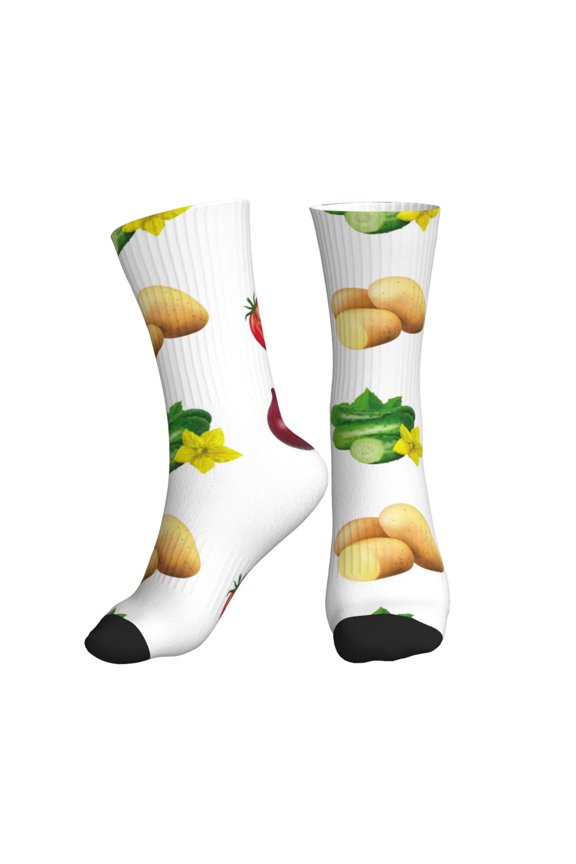 Crew Socks for Women Men Athletic - Potato tomato onion Soft Comfort Breathable Mid-Calf Sole Running Socks Womens Men