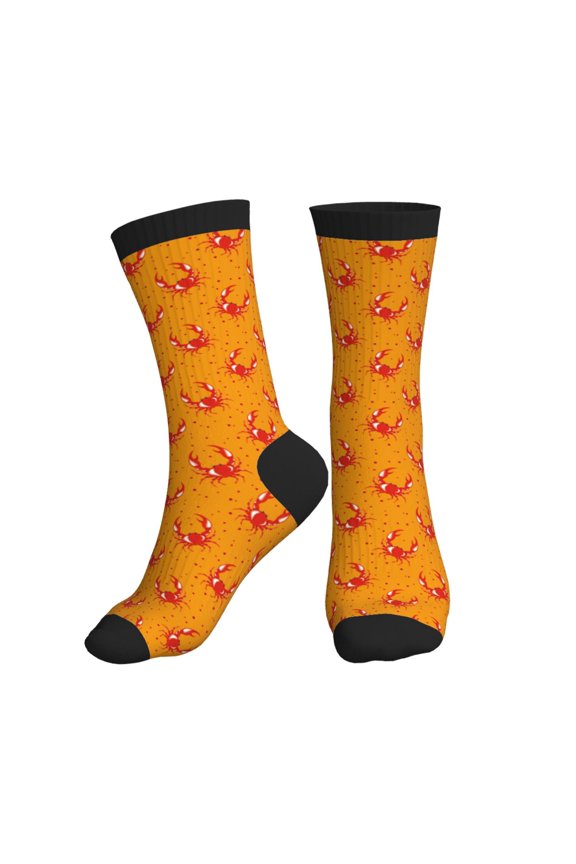 Crew Socks for Women Men Athletic - Red Crab Soft Comfort Breathable Mid-Calf Sole Running Socks Womens Men